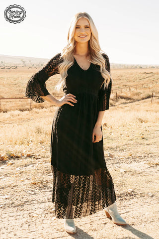 The Dance Hall - Lace Maxi Dress Black