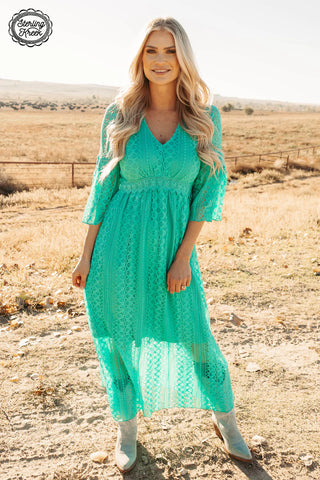 The Dance Hall - Lace Maxi Dress Turquoise