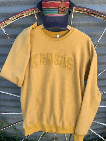 KANSAS raw edge embroidered crew