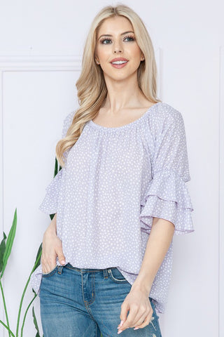 Amari-ruffle sleeve top