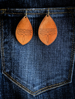 Boot Stitch Leather Earring