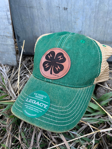 4-H Clover Leather Patch Hat