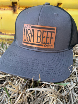 Eat USA Beef leather patch hat